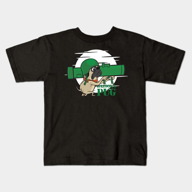 Bazooka Pug Kids T-Shirt by EarlAdrian